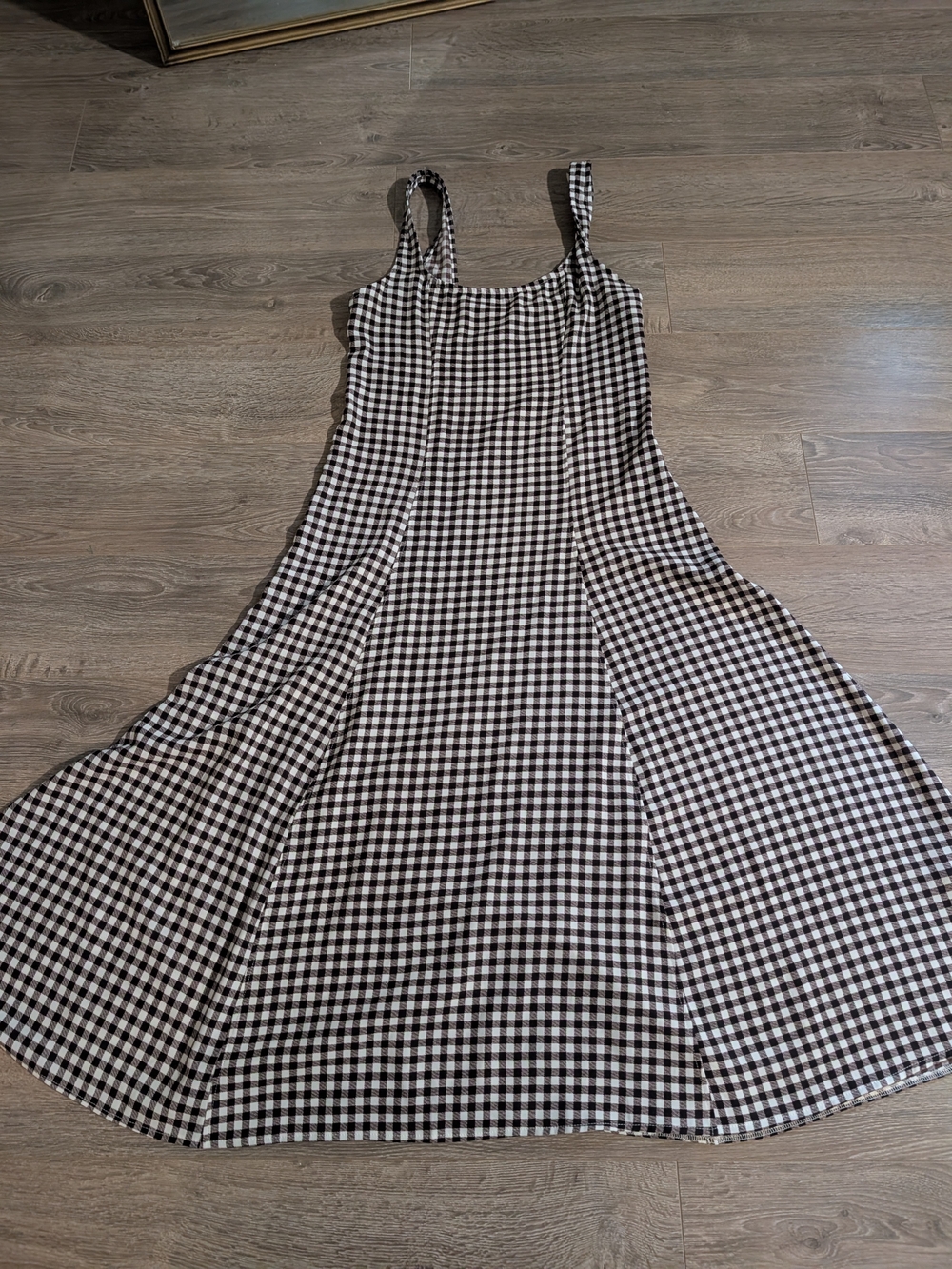 Brown & White Gingham A-Line Sundress
